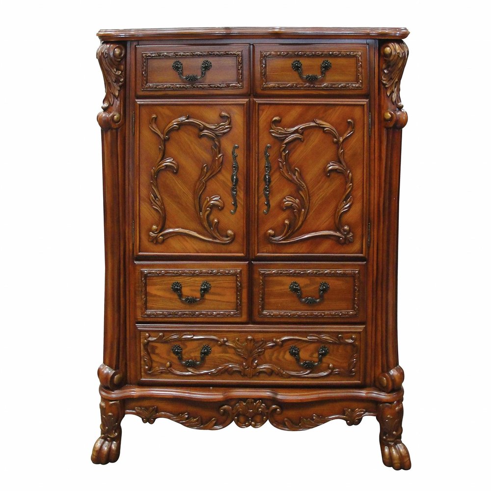 38" Brown Solid Wood Seven Drawer Combo Dresser