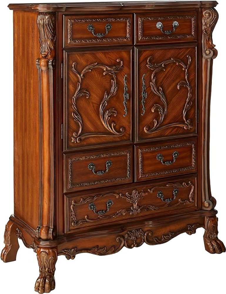 38" Brown Solid Wood Seven Drawer Combo Dresser