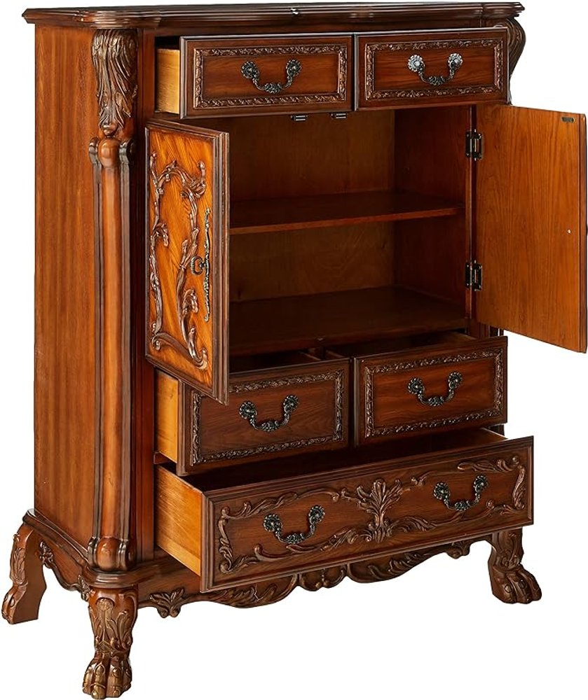 38" Brown Solid Wood Seven Drawer Combo Dresser