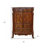 38" Brown Solid Wood Seven Drawer Combo Dresser