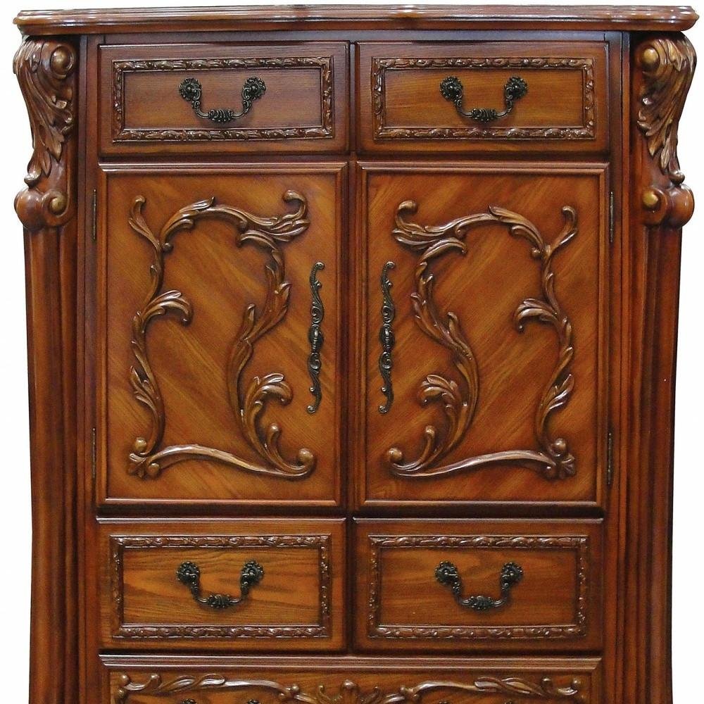 38" Brown Solid Wood Seven Drawer Combo Dresser