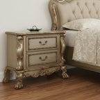 31" Gold Two Drawers Solid Wood Mirrored Nightstand