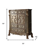 20" Brown Solid Wood Five Drawer