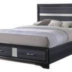Black And Gray Wood Queen With Two Drawers Bed Frame