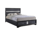 Black And Gray Wood Queen With Two Drawers Bed Frame