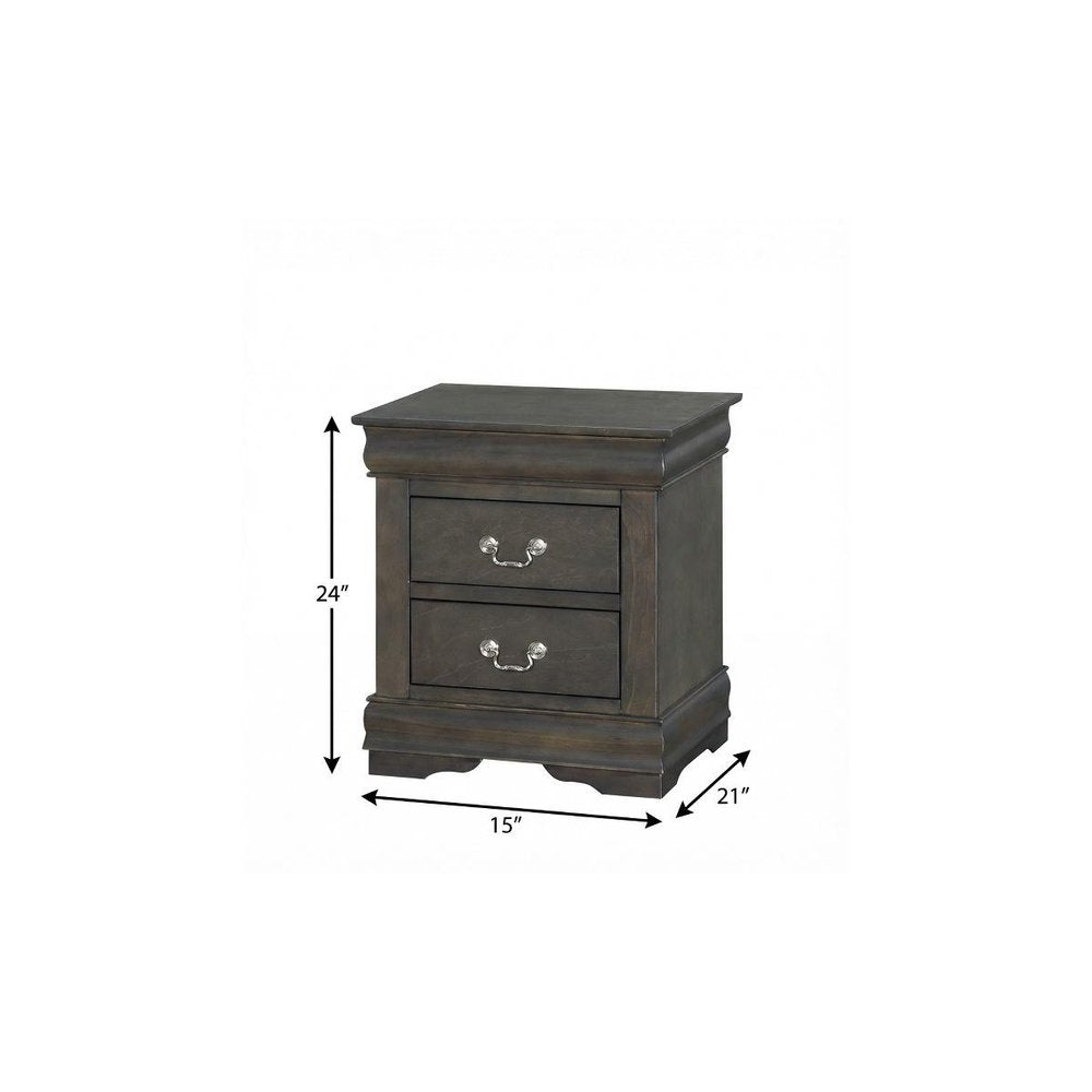 24" Platinum Two Drawers Nightstand