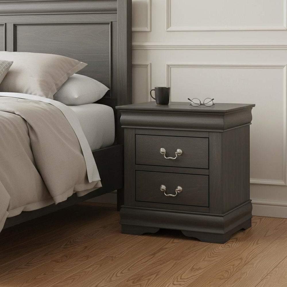24" Platinum Two Drawers Nightstand