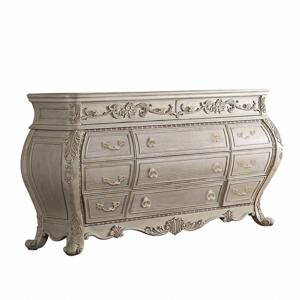 21" Cream Solid Wood Six Drawer
