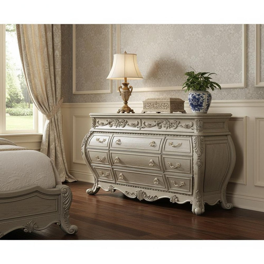 21" Cream Solid Wood Six Drawer