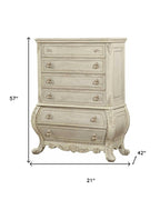 21" Cream Solid Wood Six Drawer