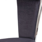 Set of Two Black And Silver Upholstered Fabric Dining Side Chairs