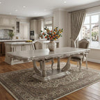 44" Off White Solid Wood Pedestal Base Dining Table