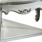 36" White Resin And Wood Coffee Table With Shelf