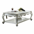 36" White Resin And Wood Coffee Table With Shelf