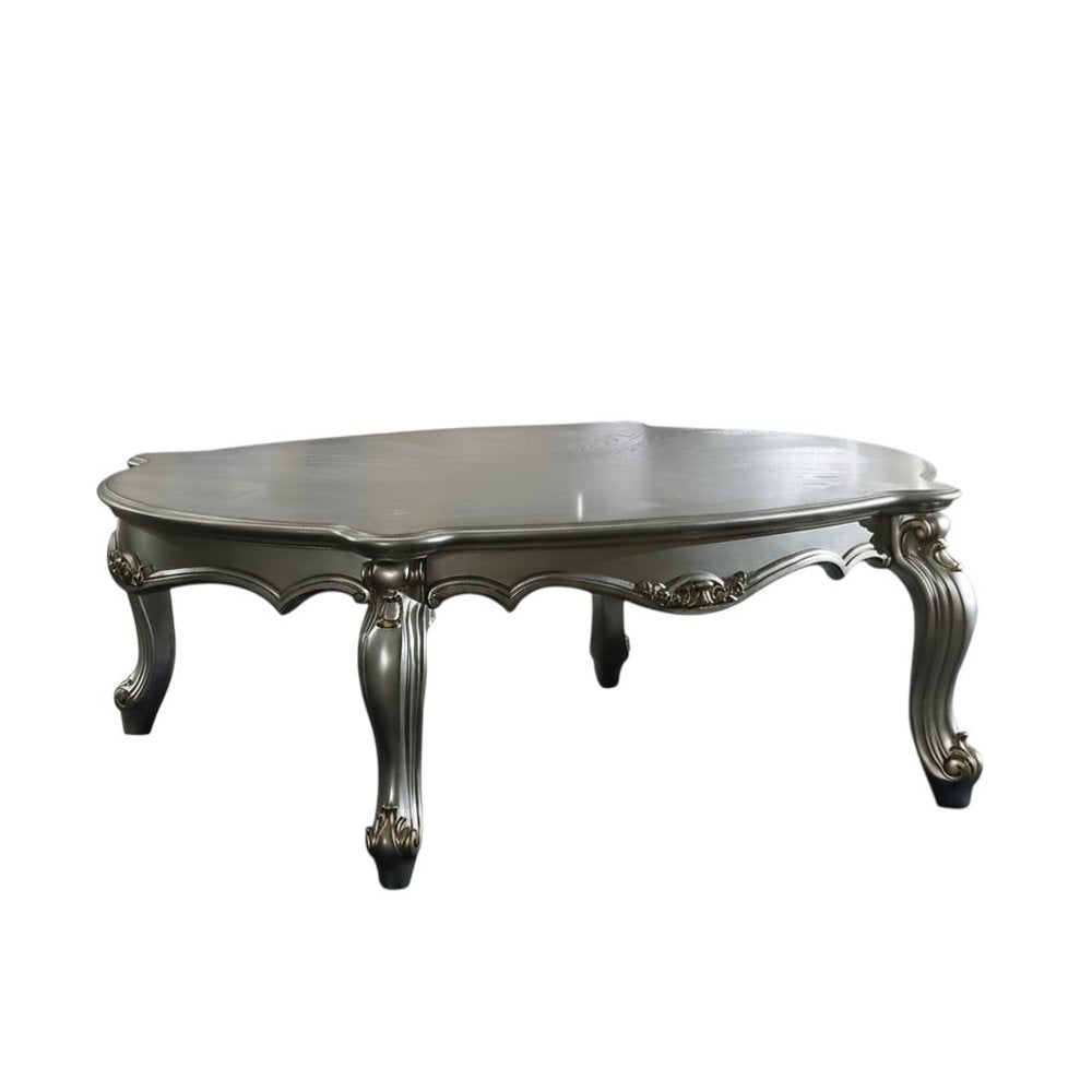 47" Platinum Solid Wood Free Form Coffee Table