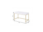47" White and Gold Computer Desk With Two Drawers