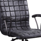 24" X 25" X 36" Vintage Black Top Grain Leather Aluminum Metal Upholstered (Seat) Casters Engineered Wood Executive Office Chair