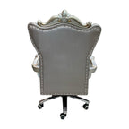 Gray Faux Leather Tufted Seat Swivel Adjustable Executive Chair Leather Back