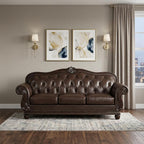 37" Espresso Top Grain Leather Sofa