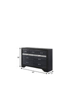 63" Black Manufactured Wood Nine Drawer Gentlemans Chest