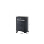34" Black Solid Wood Six Drawer Chest