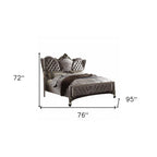 87" X 100" X 75" Velvet Antique Platinum Upholstery Poly Resin California King Bed