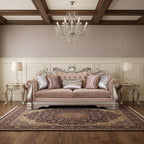 42" Rosegold Velvet Sofa And Toss Pillows With Silver Legs
