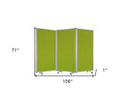 71" Green Iron Folding Three Panel Screen Room Divider