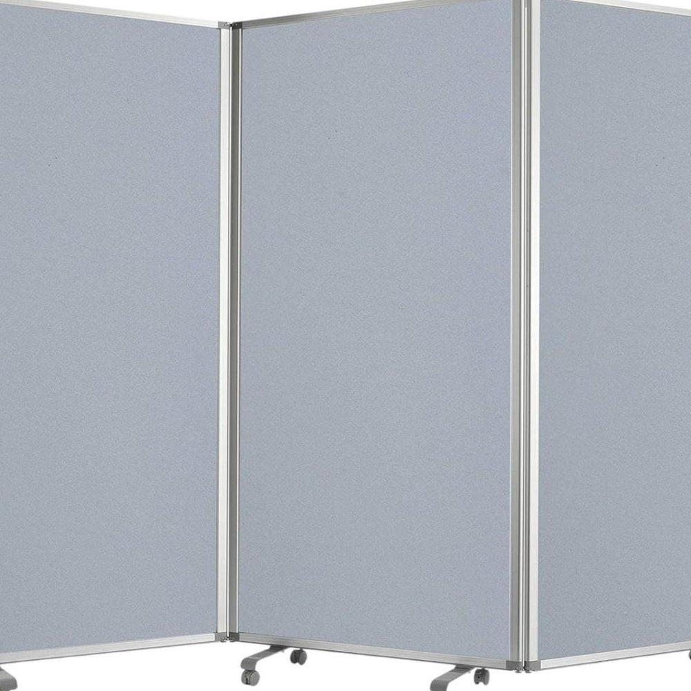 71" Gray Iron Folding Three Panel Screen Room Divider