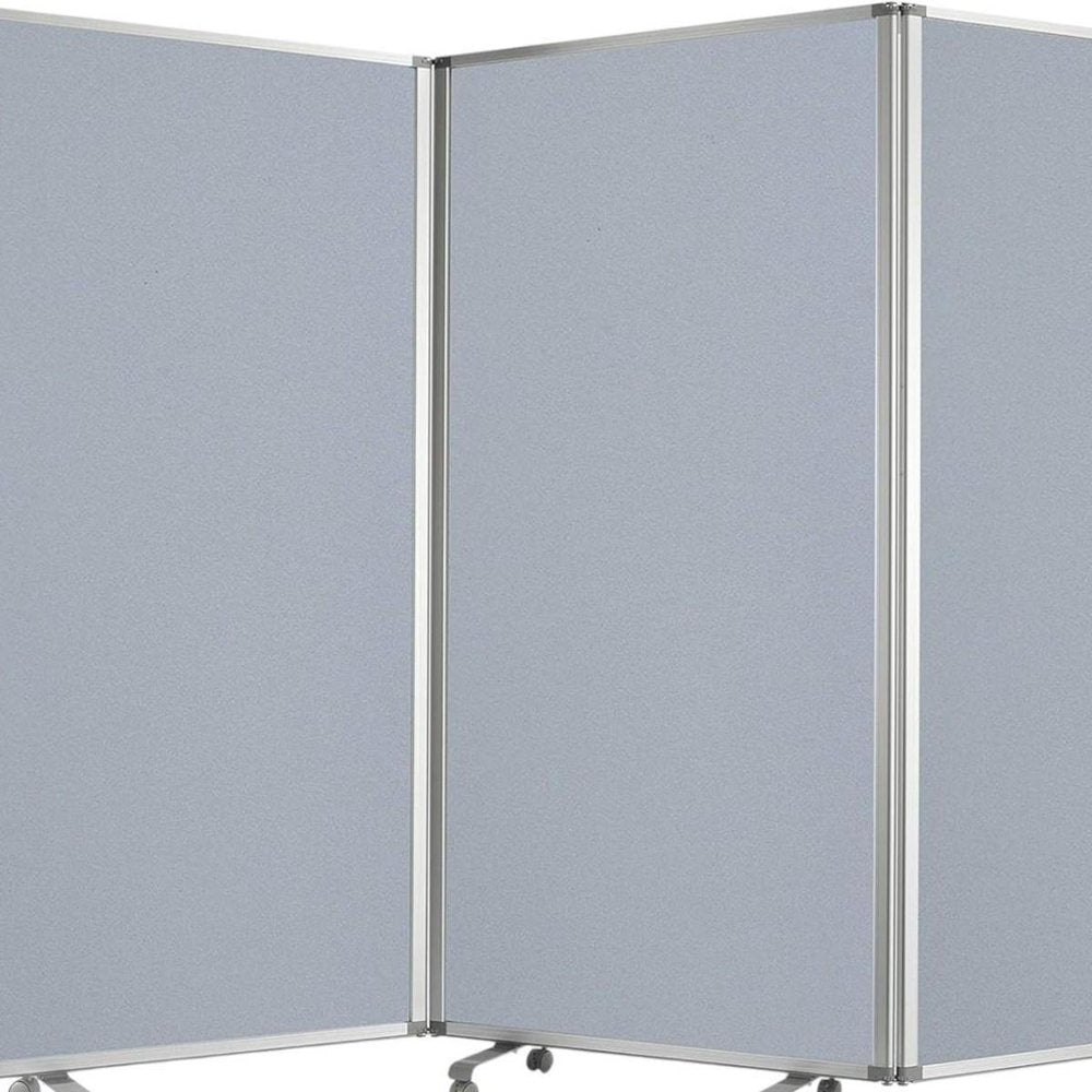 71" Gray Iron Folding Three Panel Screen Room Divider