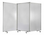 71" White Iron Folding Three Panel Screen Room Divider