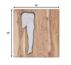13" X 13" X 1" Silver Natural Wood And Metal Wall Tile