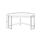 42" White and Silver Corner Computer Desk