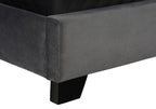 Solid Wood Queen Tufted Gray Upholstered Velvet Bed With Nailhead Trim