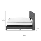 Solid Wood Queen Tufted Gray Upholstered Velvet Bed With Nailhead Trim