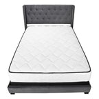 Solid Wood Queen Tufted Gray Upholstered Velvet Bed With Nailhead Trim