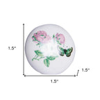 Set of Twelve Pink White And Green Floral Ceramic Drawer Pull Knobs