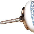 Set of Twelve White And Light Blue Metal And Ceramic Drawer Pull Knobs