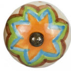 Set of Twelve Green And White Floral Ceramic Drawer Pull Knobs