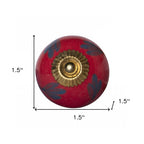 Set of Twelve Blue And Red Floral Ceramic Drawer Pull Knobs