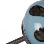 Set of Twelve Blue And Black Geometric Ceramic Drawer Pull Knobs