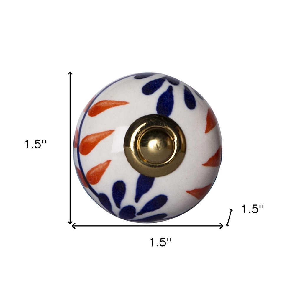 Set of Twelve Blue And White Floral Ceramic Drawer Pull Knobs