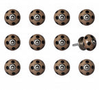 Set of Twelve Brown And Black Geometric Ceramic Drawer Pull Knobs