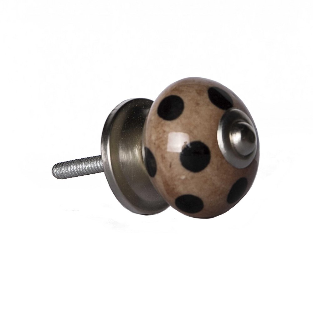 Set of Twelve Brown And Black Geometric Ceramic Drawer Pull Knobs