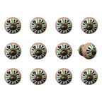 Set of Twelve Black And White Floral Ceramic Drawer Pull Knobs