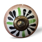 Set of Twelve Black And White Floral Ceramic Drawer Pull Knobs