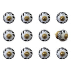 Set of Twelve Black And White Ceramic Drawer Pull Knobs