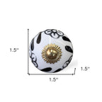 Set of Twelve Black And White Ceramic Drawer Pull Knobs