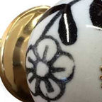 Set of Twelve Black And White Ceramic Drawer Pull Knobs