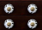 Set of Twelve Black And White Ceramic Drawer Pull Knobs